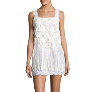 Alexis Fulton Fringe Lace Baby Blue White Dress